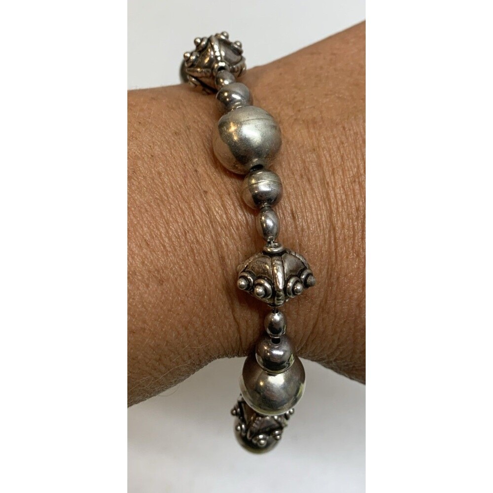Vintage Sterling Silver Plated Celtic Beaded Charm Bracelet